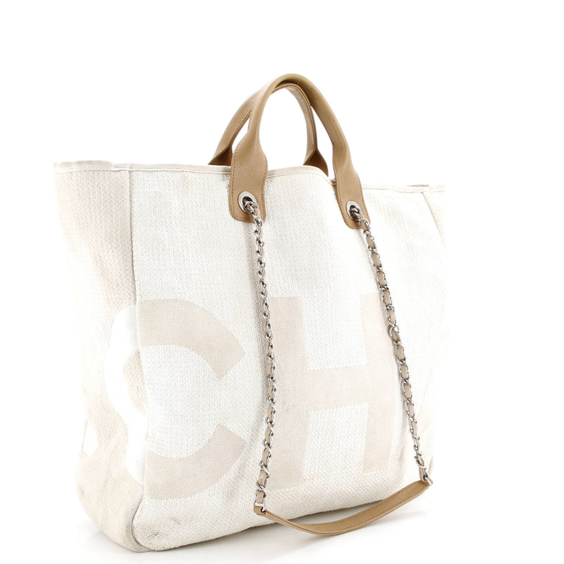 Chanel Deauville Logo Shopping Tote