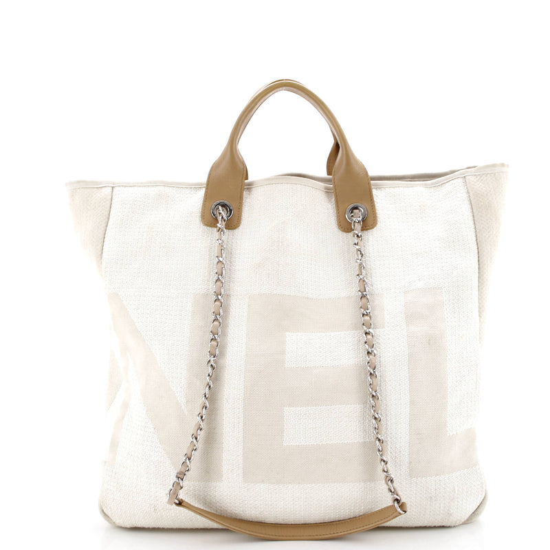 Chanel Deauville Logo Shopping Tote
