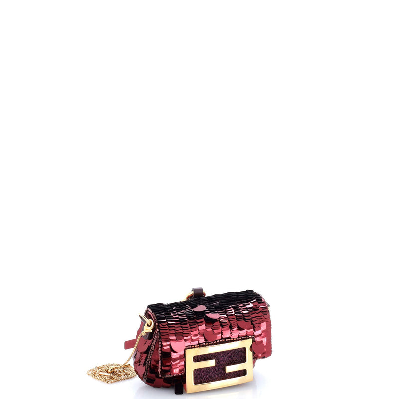 Fendi Chain Baguette Charm Bag Sequins