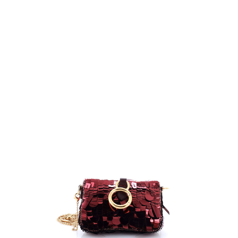 Fendi Chain Baguette Charm Bag Sequins