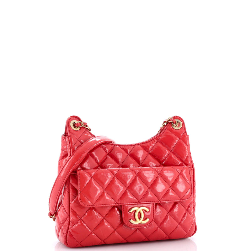 Chanel Wavy Cc Hobo Quilted Crumpled