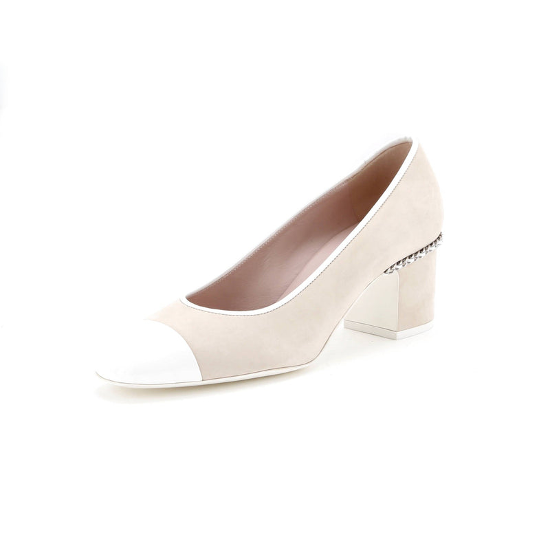 Chanel Women's Cap Toe Chain Pumps Suede