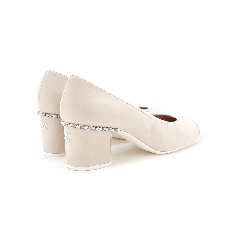 Chanel Women's Cap Toe Chain Pumps Suede