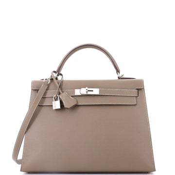 Hermes Kelly Handbag Grey Epsom With