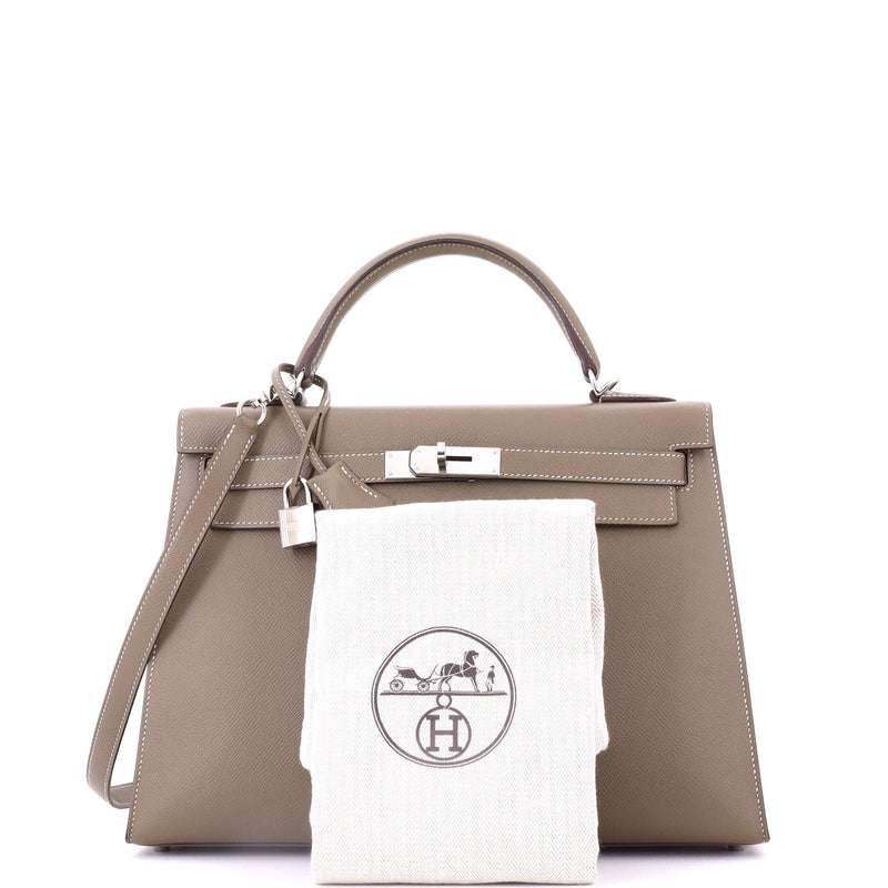 Hermes Kelly Handbag Grey Epsom With