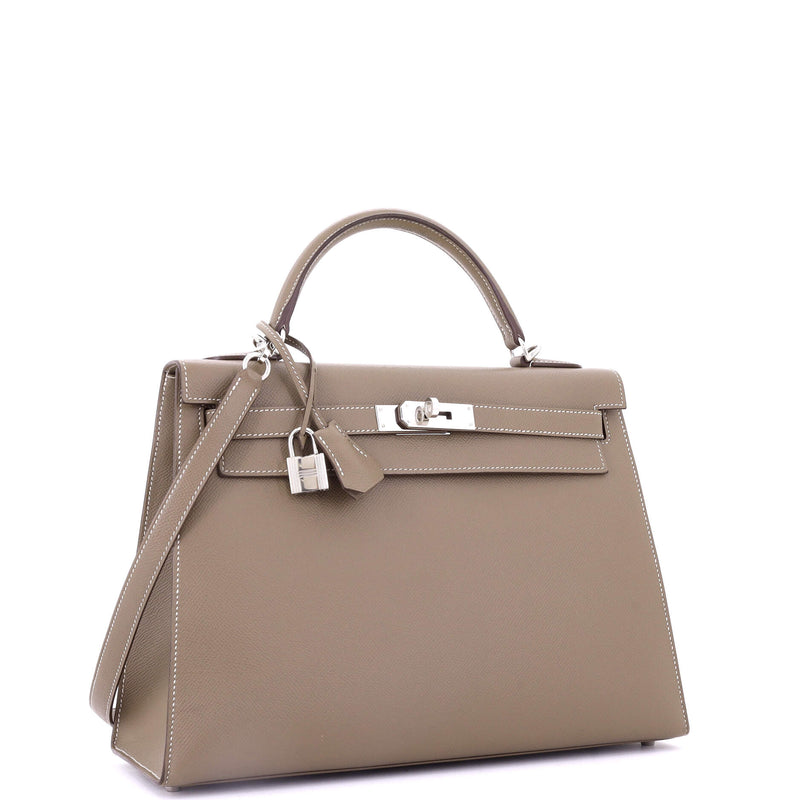 Hermes Kelly Handbag Grey Epsom With