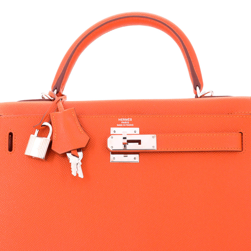 Hermes Kelly Handbag Orange H Epsom With
