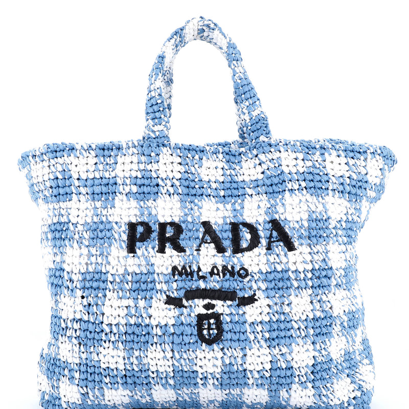 Prada Logo Tote Raffia Large