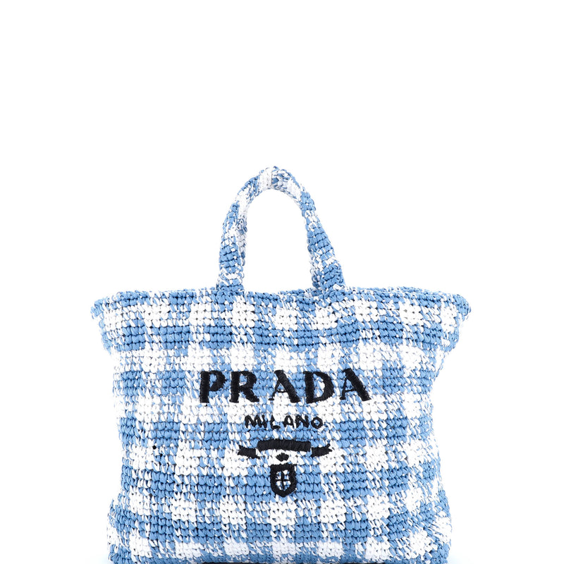 Prada Logo Tote Raffia Large