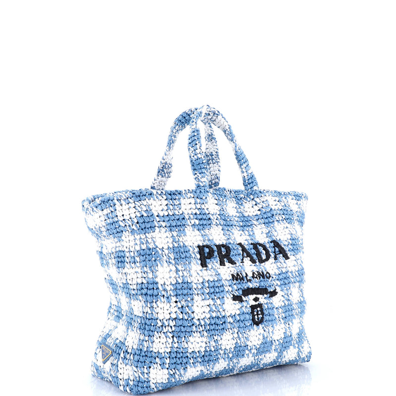 Prada Logo Tote Raffia Large