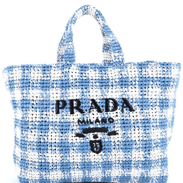 Prada Logo Tote Raffia Large