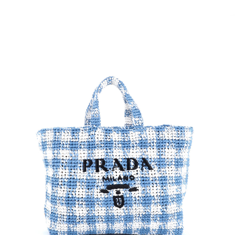 Prada Logo Tote Raffia Large
