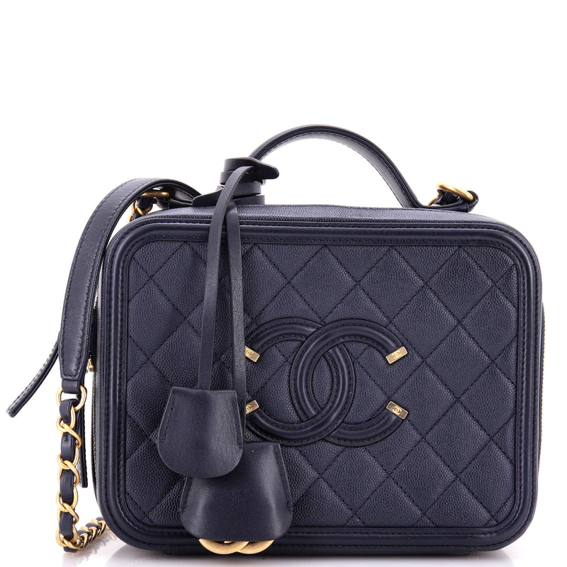 Chanel Filigree Vanity Case Quilted