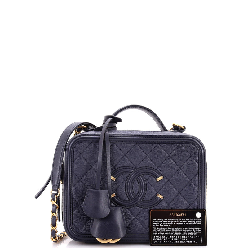 Chanel Filigree Vanity Case Quilted