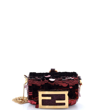 Fendi Chain Baguette Charm Bag Sequins