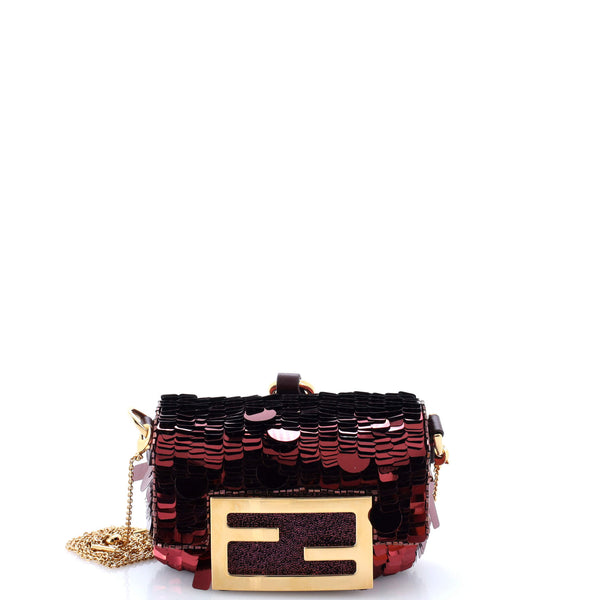 Fendi Chain Baguette Charm Bag Sequins