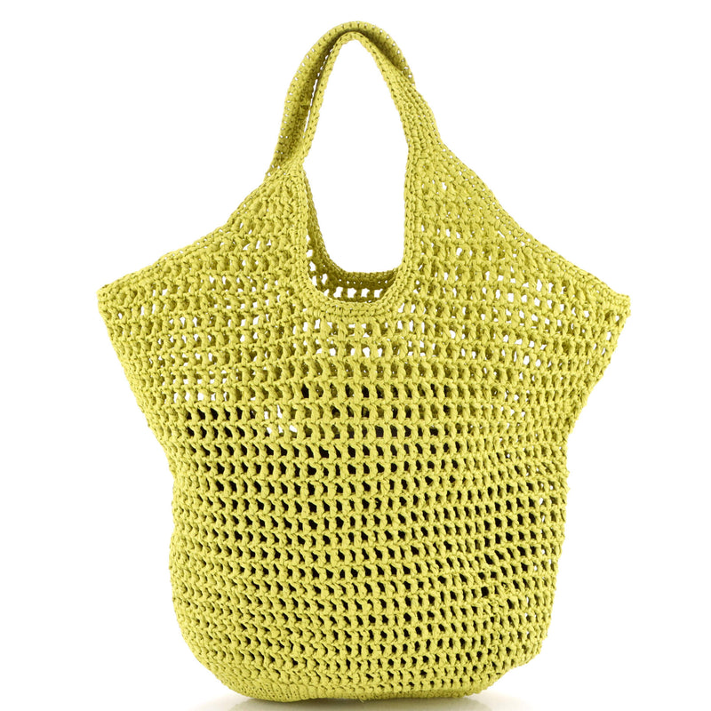 Prada Triangle Logo Bucket Tote Raffia