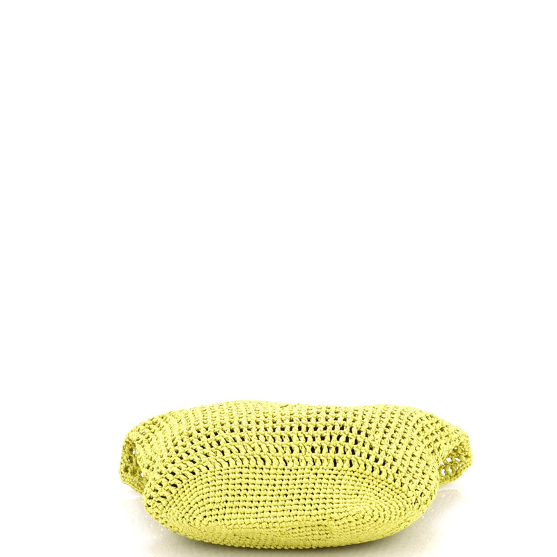 Prada Triangle Logo Bucket Tote Raffia