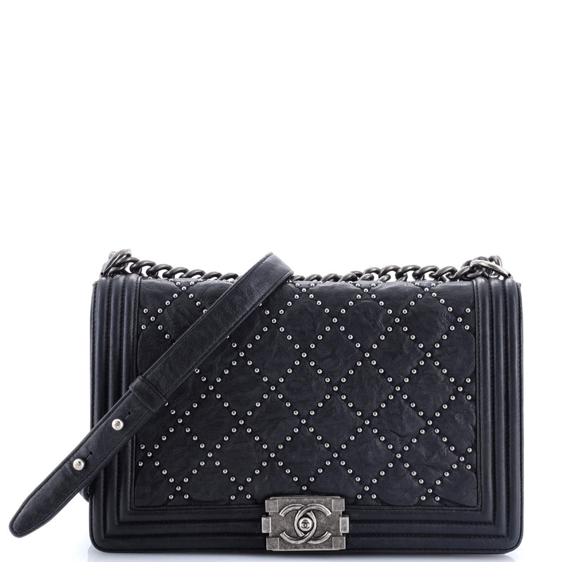 Chanel Boy Flap Bag Studded Quilted