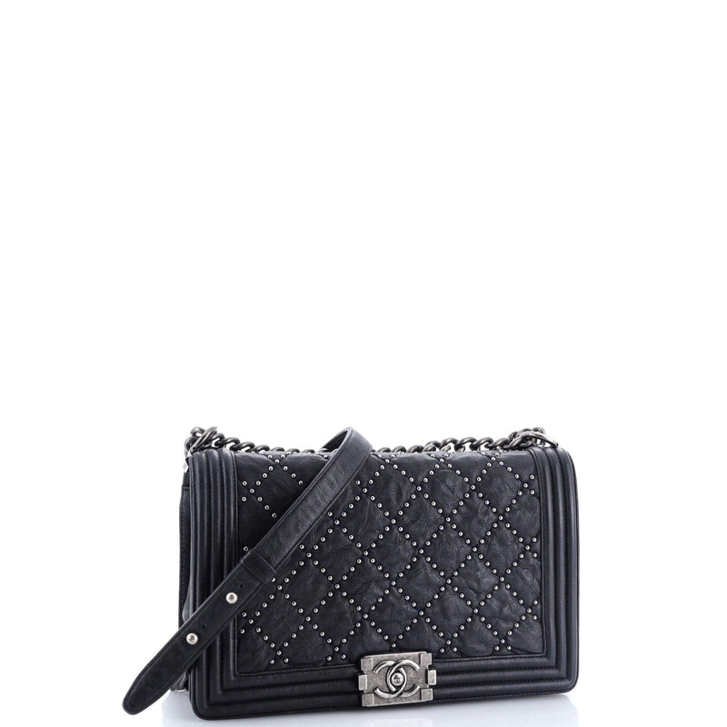 Chanel Boy Flap Bag Studded Quilted