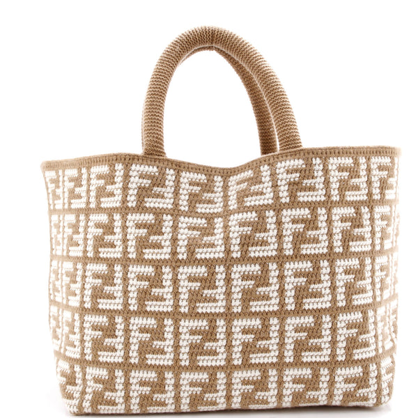 Fendi Shopper Tote Zucca Crochet