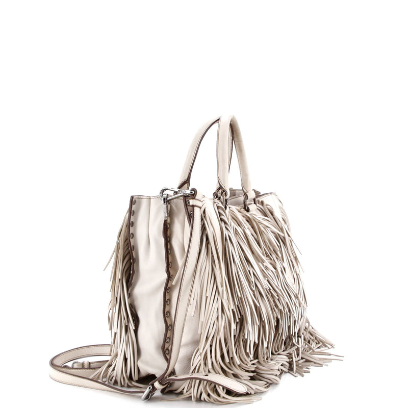 Prada Convertible Fringe Tote Studded