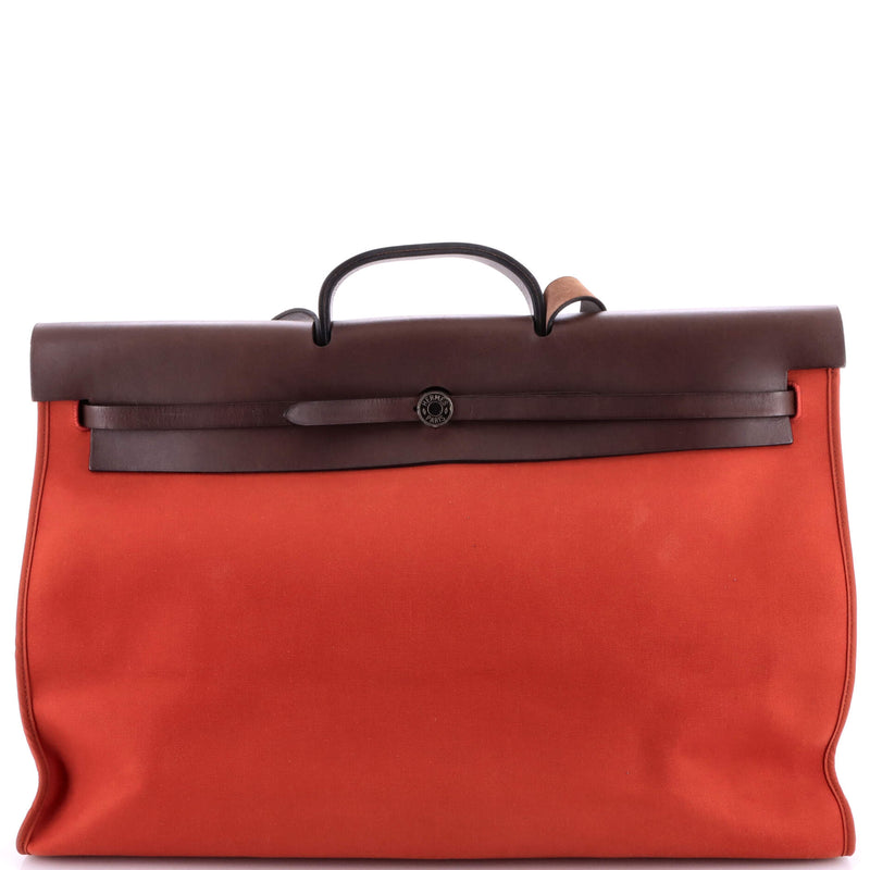 Hermes Herbag Zip Leather And Toile 50