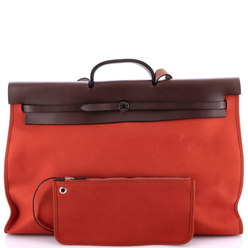 Hermes Herbag Zip Leather And Toile 50