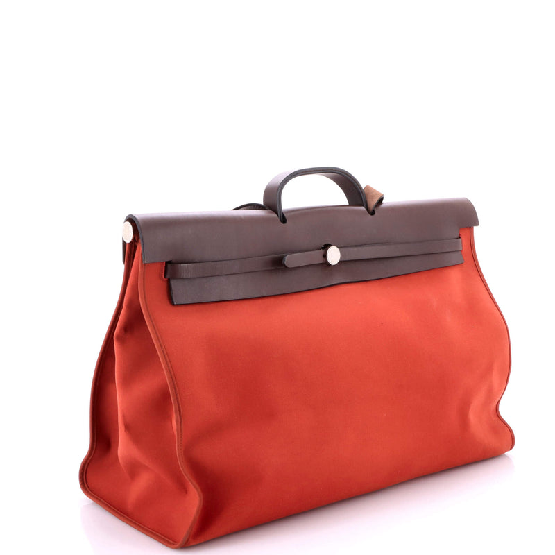 Hermes Herbag Zip Leather And Toile 50