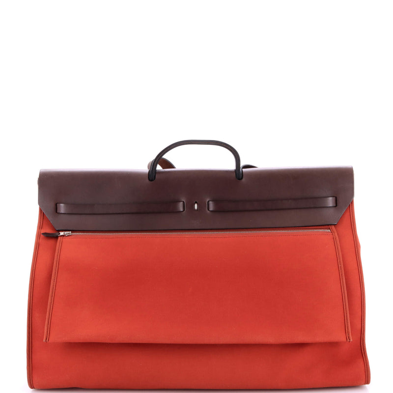 Hermes Herbag Zip Leather And Toile 50