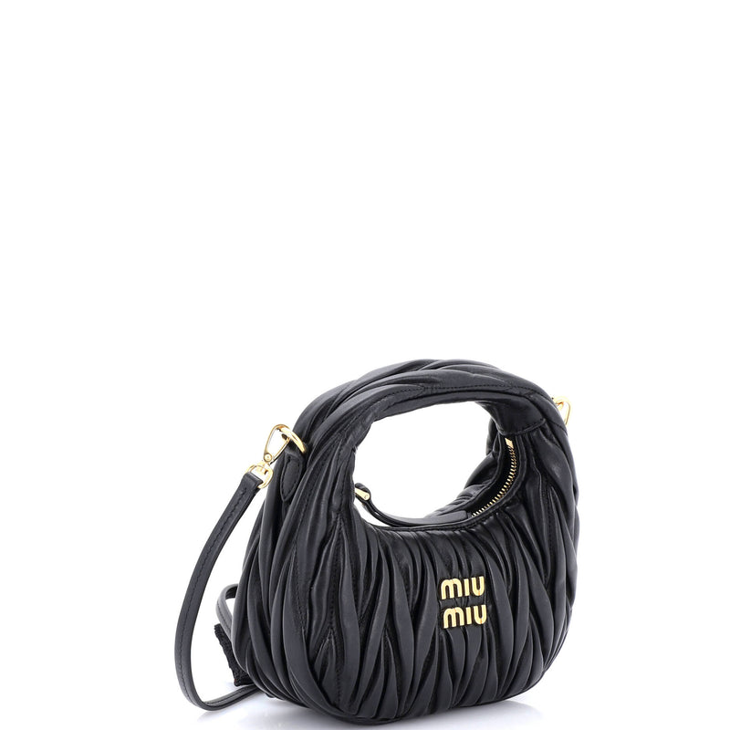 Miu Wander Hobo Matelasse Leather Mini
