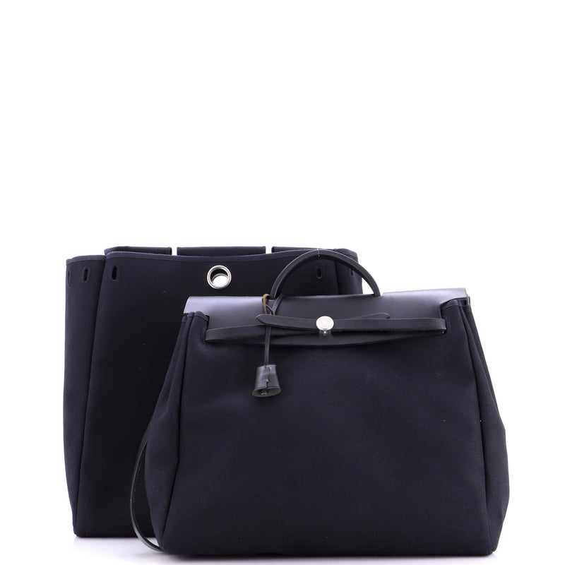 Hermes Herbag Toile And Leather Mm