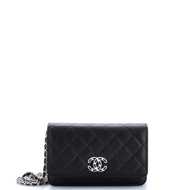 Chanel Chain Cc Wallet On Quilted Caviar