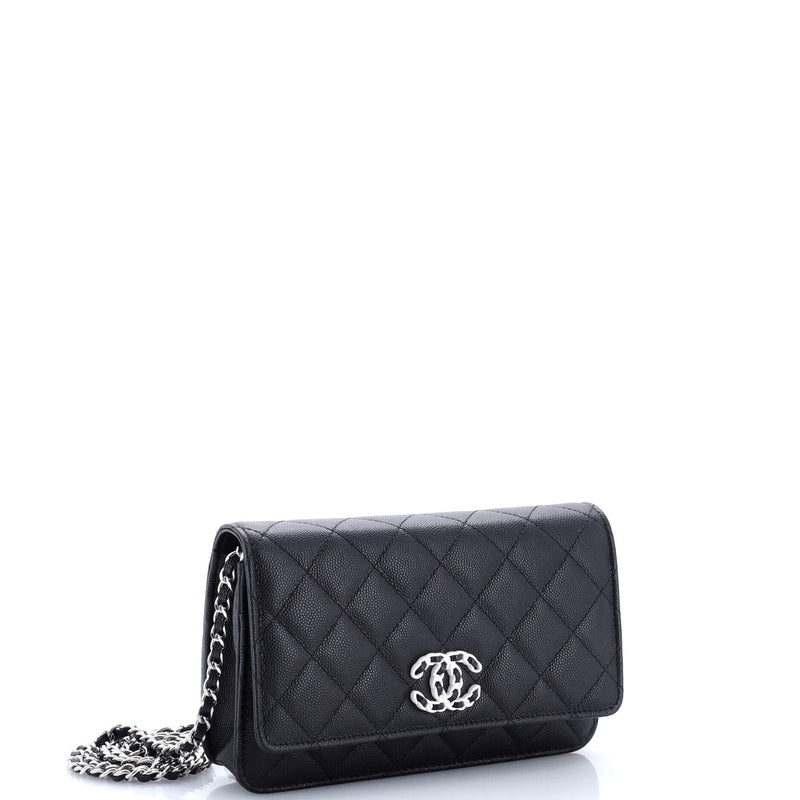 Chanel Chain Cc Wallet On Quilted Caviar