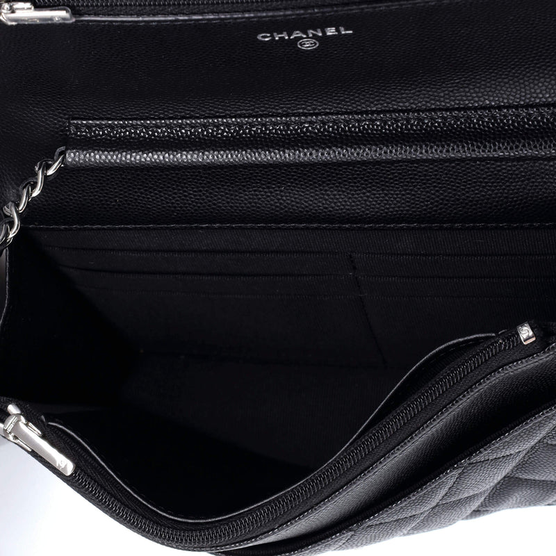 Chanel Chain Cc Wallet On Quilted Caviar