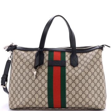 Gucci Web Duffle Bag Gg Coated Canvas