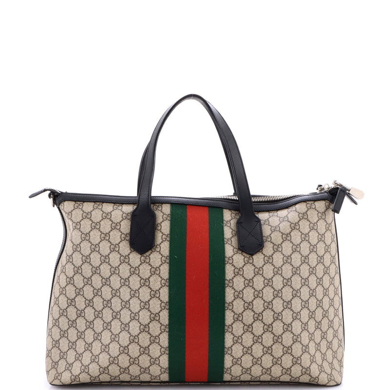 Gucci Web Duffle Bag Gg Coated Canvas