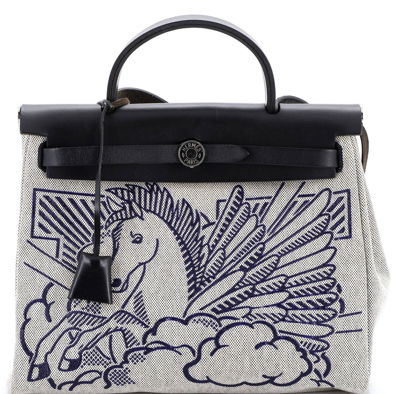 Hermes Herbag Zip Pegase Pop Toile And
