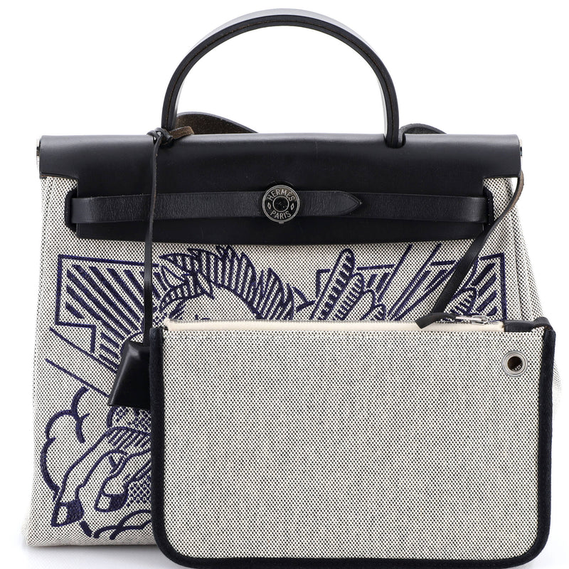 Hermes Herbag Zip Pegase Pop Toile And
