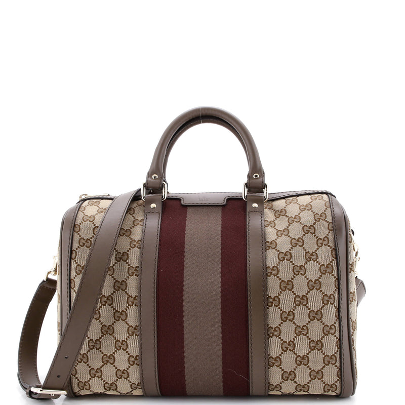 Gucci Vintage Web Boston Bag Gg Canvas