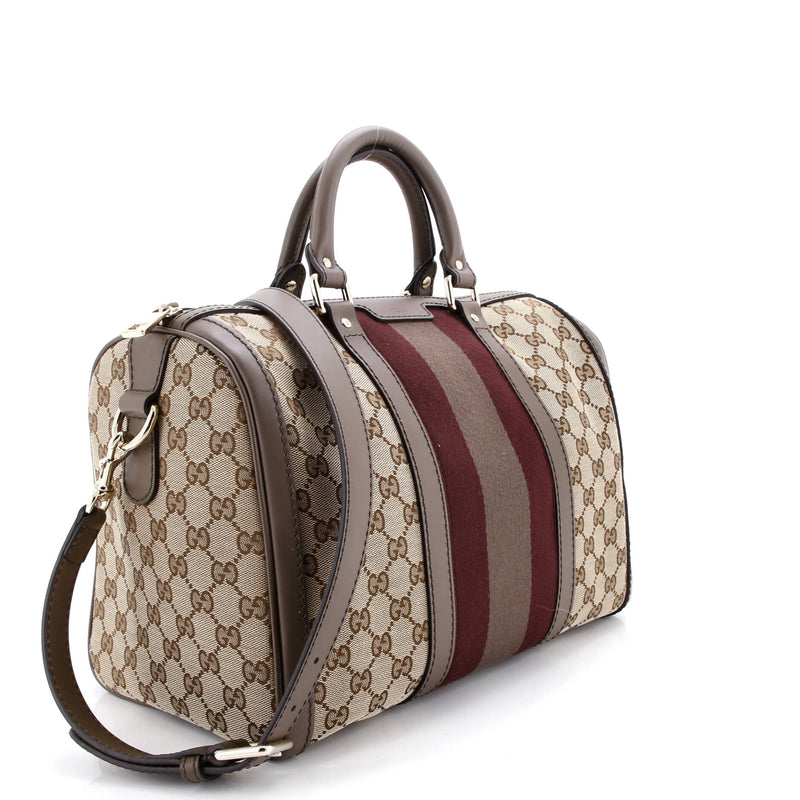 Gucci Vintage Web Boston Bag Gg Canvas