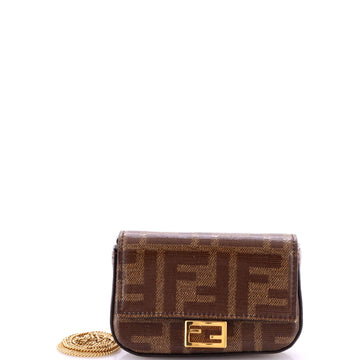 Fendi Chain Baguette Charm Bag Zucca