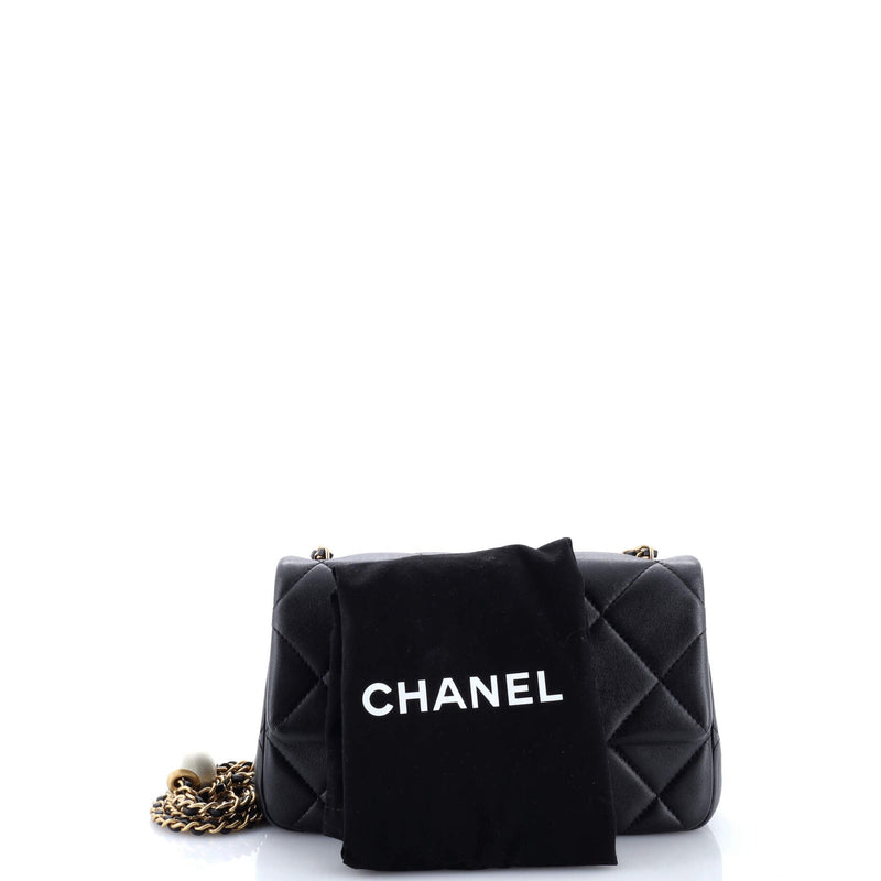 Chanel Double Cc Pearl Flap Bag Quilted