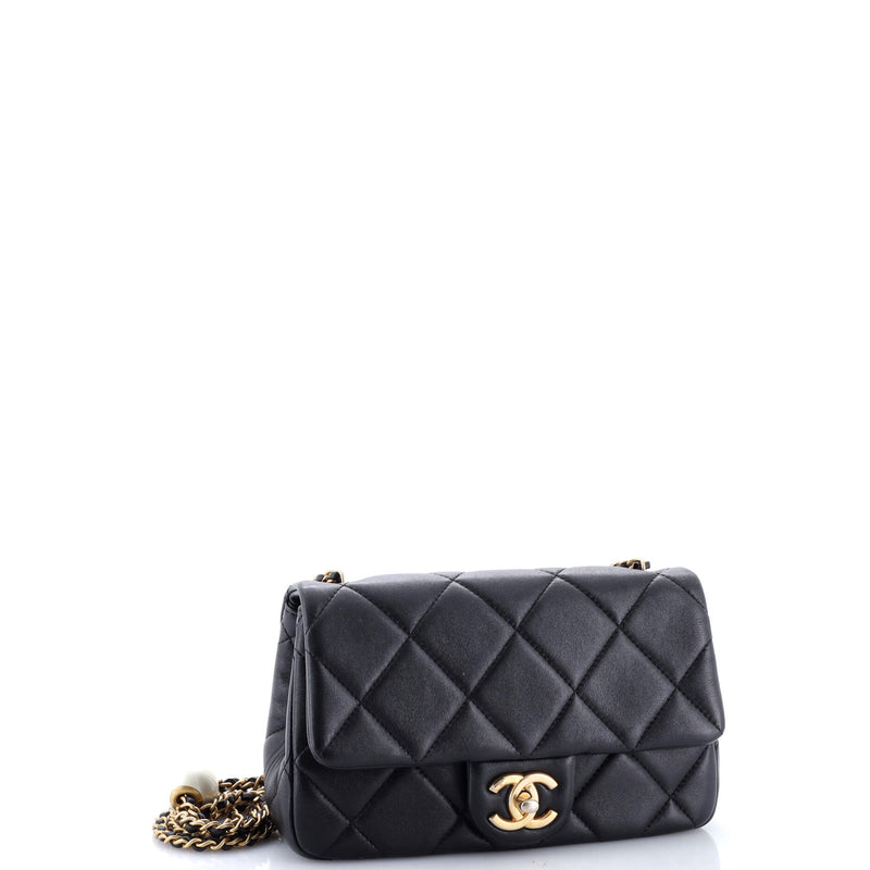 Chanel Double Cc Pearl Flap Bag Quilted
