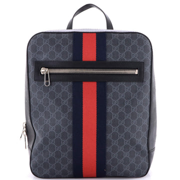 Gucci Web Zip Backpack Gg Coated Canvas