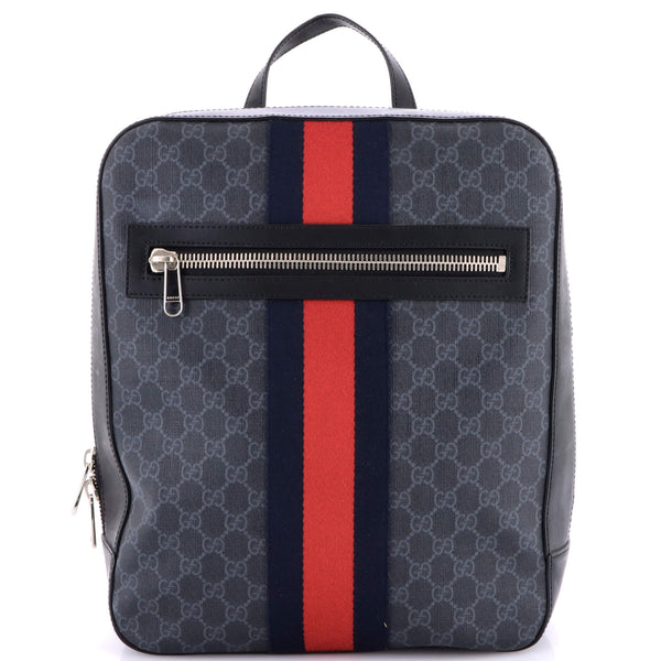 Gucci Web Zip Backpack Gg Coated Canvas