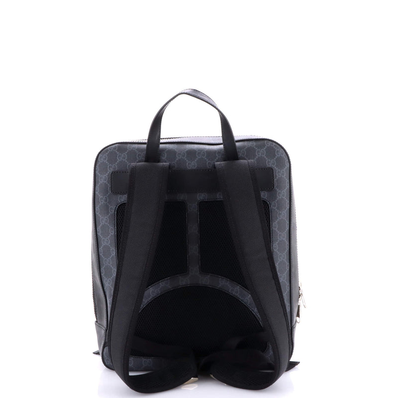 Gucci Web Zip Backpack Gg Coated Canvas