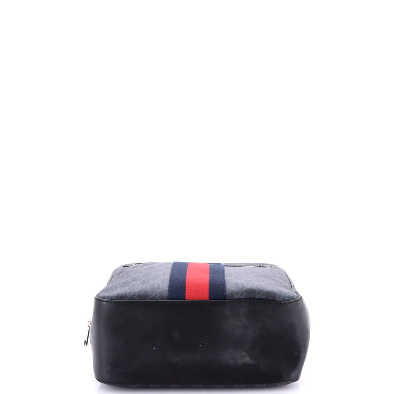 Gucci Web Zip Backpack Gg Coated Canvas