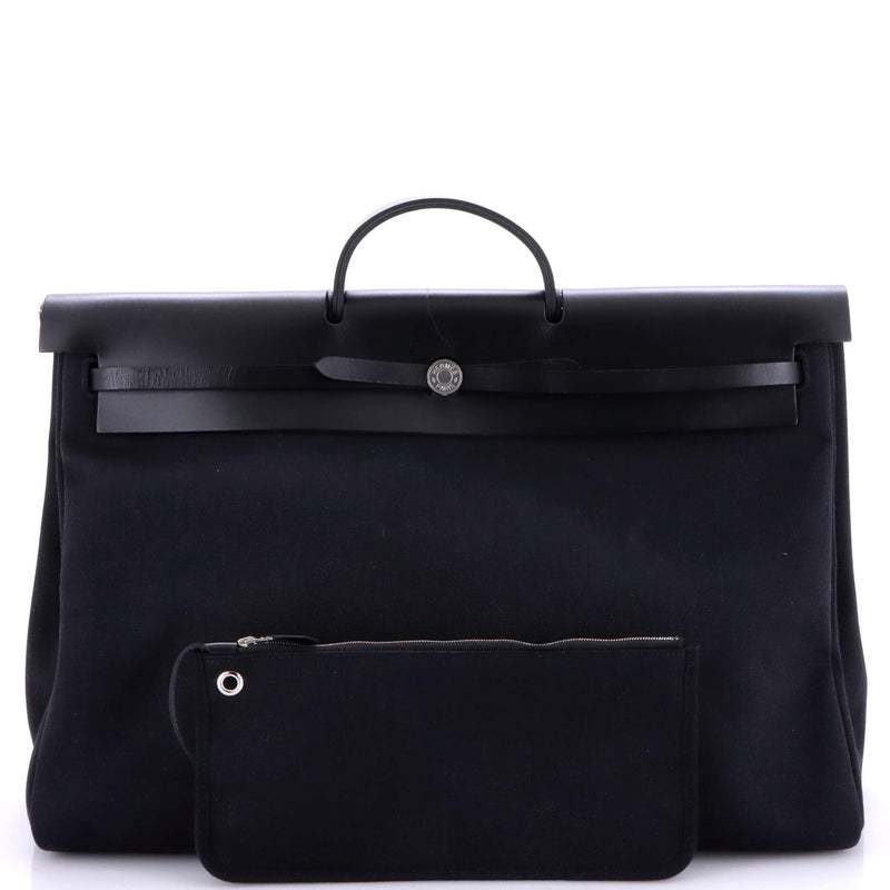 Hermes Herbag Zip Leather And Toile 50