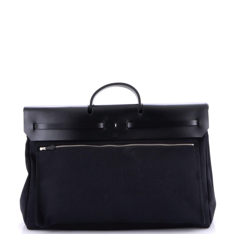 Hermes Herbag Zip Leather And Toile 50